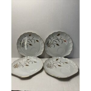 Vintage Lefton China WHEAT Snack Plate Set 4 Pieces